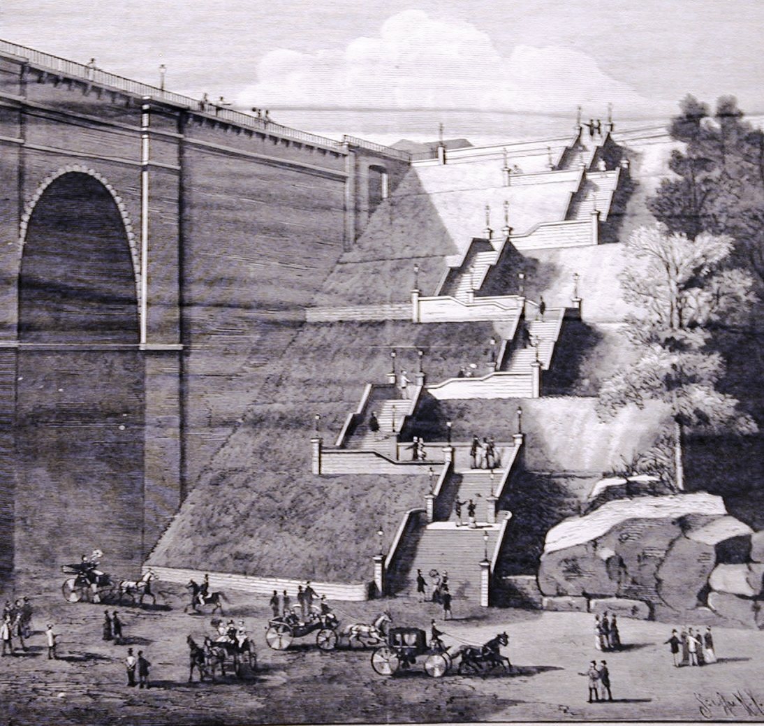  Original High Bridge Stairway from Harlem River Boat Landing, Scientific American, 1886  (Courtesy of Robert Kornfeld)